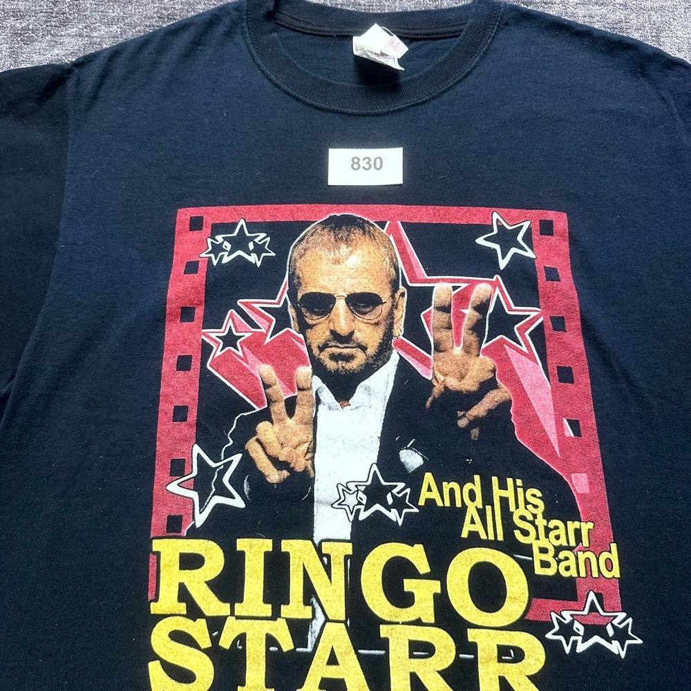 Ringo Starr and His All-Starr Band 2008 Summer Tour T-Shirt Mens L Black Graphic - Picture 2 of 6